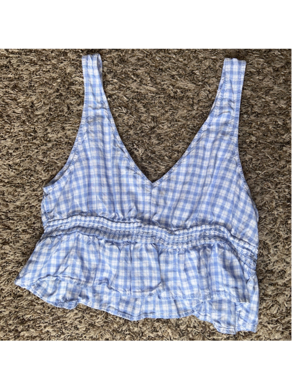 Women's Hollister Blue White Gingham Plaid Tank Top L - Picture 3 of 4